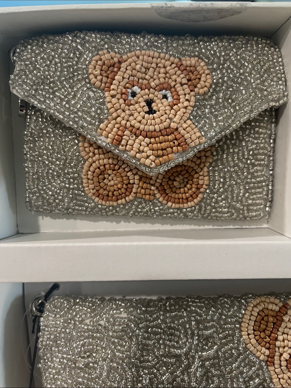 Rachel Zoe Silver Beaded Teddy Bear 3-Piece Clutch Set - Picture 6 of 7